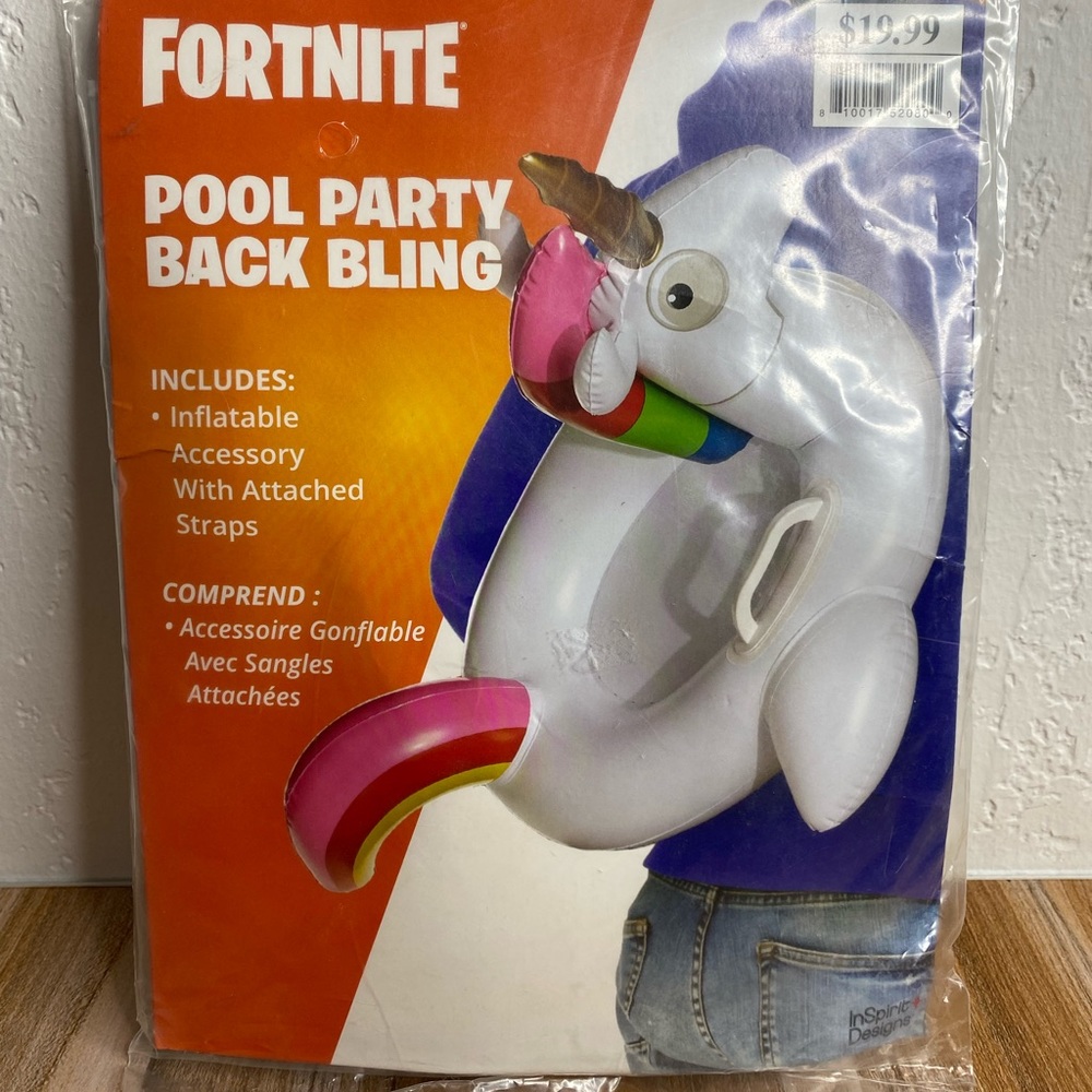 🆕Fortnite Pool Party Back Bling Inflatable Unicorn w/Straps Accessory InSpirit - Picture 4 of 7
